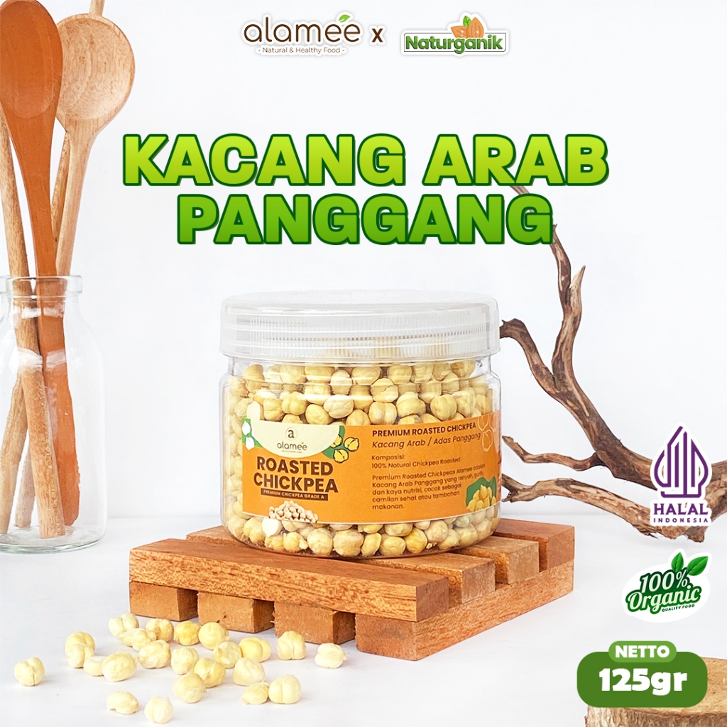

ALAMEE Kacang Arab Panggang Roasted Chikpea Kacang Adas Matang Siap Makan PREMIUM 125gr Naturganik