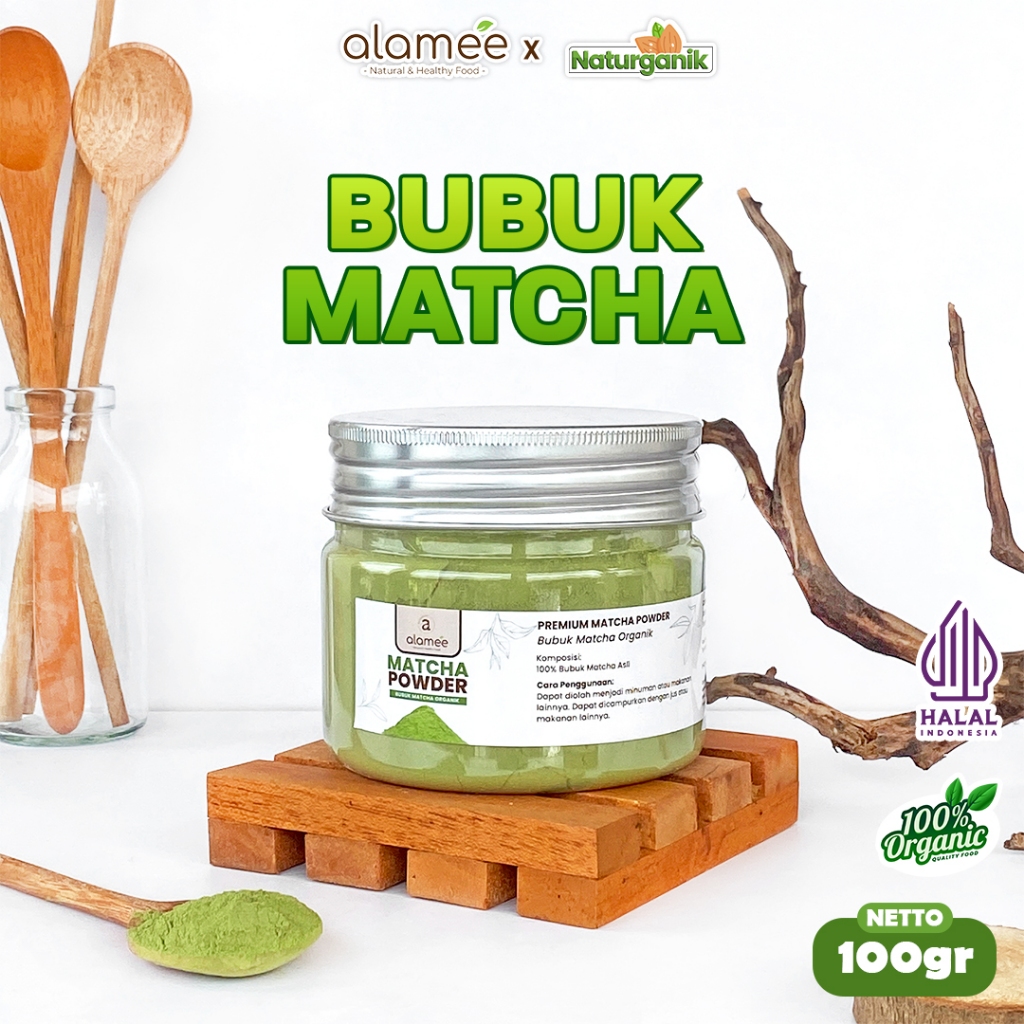 

ALAMEE Matcha Powder Minuman Teh Matcha Pure Matcha Tea Powder Tanpa Campuran Gula 100gr Naturganik