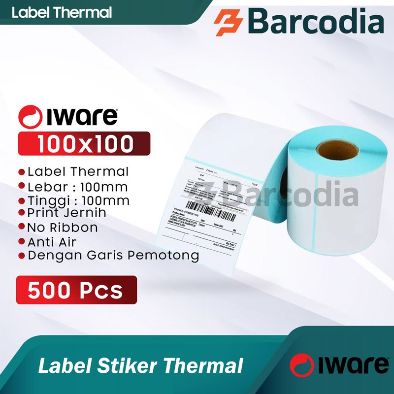 

Barcodia Label Stiker Thermal 100x100 mm Roll isi 500pcs