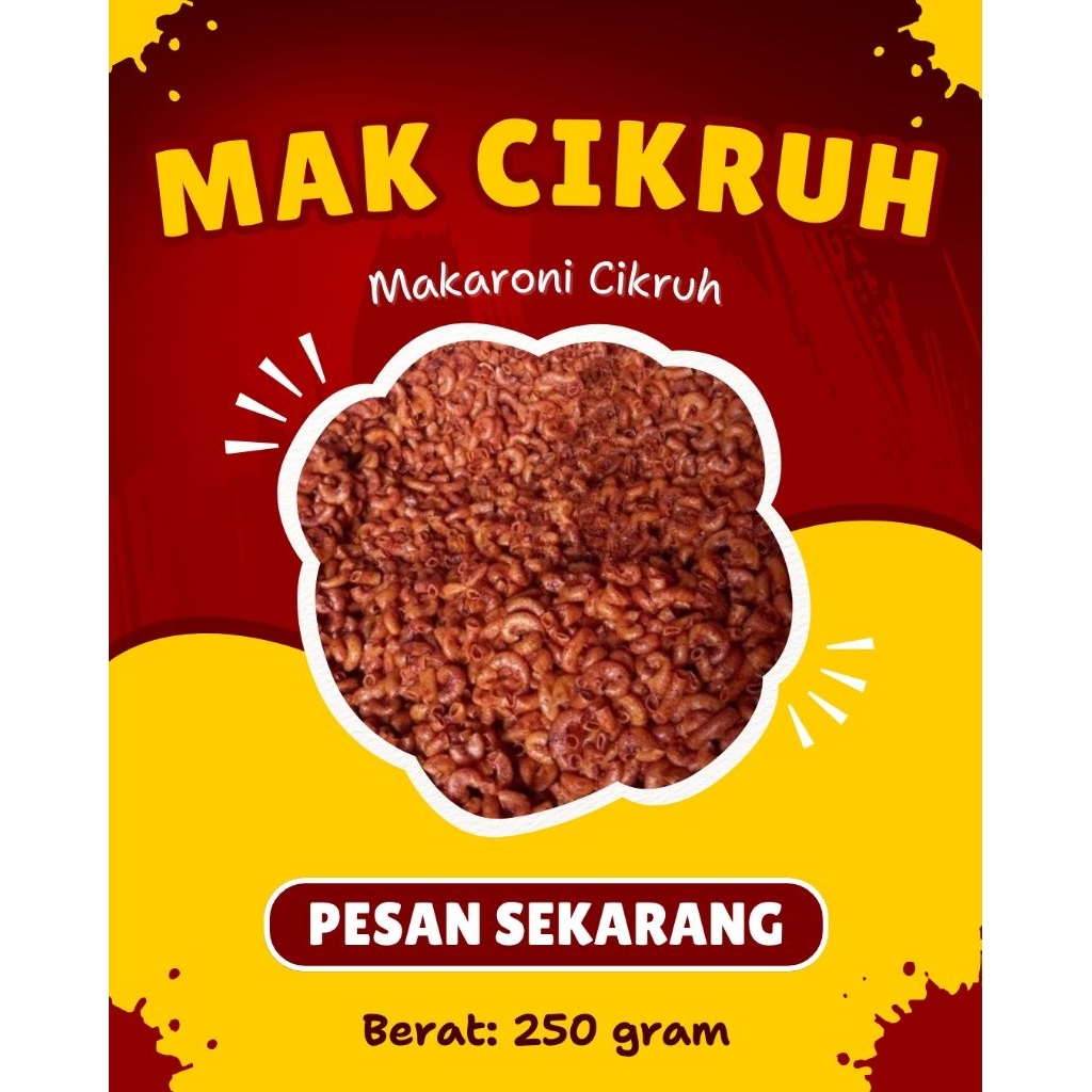 

Mak Cikruh | makaroni cikruh | makaroni oil | snack hits kekinian | Lotus Kitchen Ciamis | 250gram | 500gram | 1kg