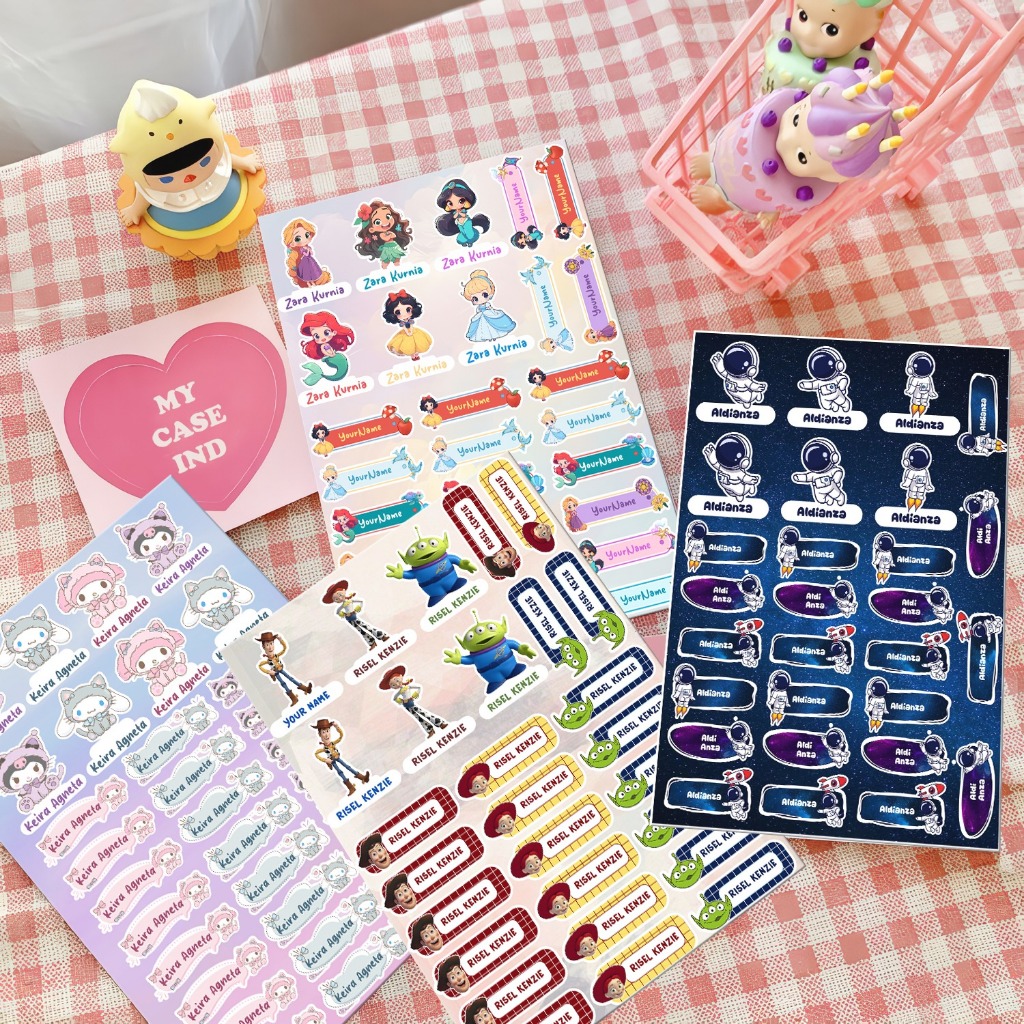 

100++ PCS sticker waterproof nama anak custom label murah stiker