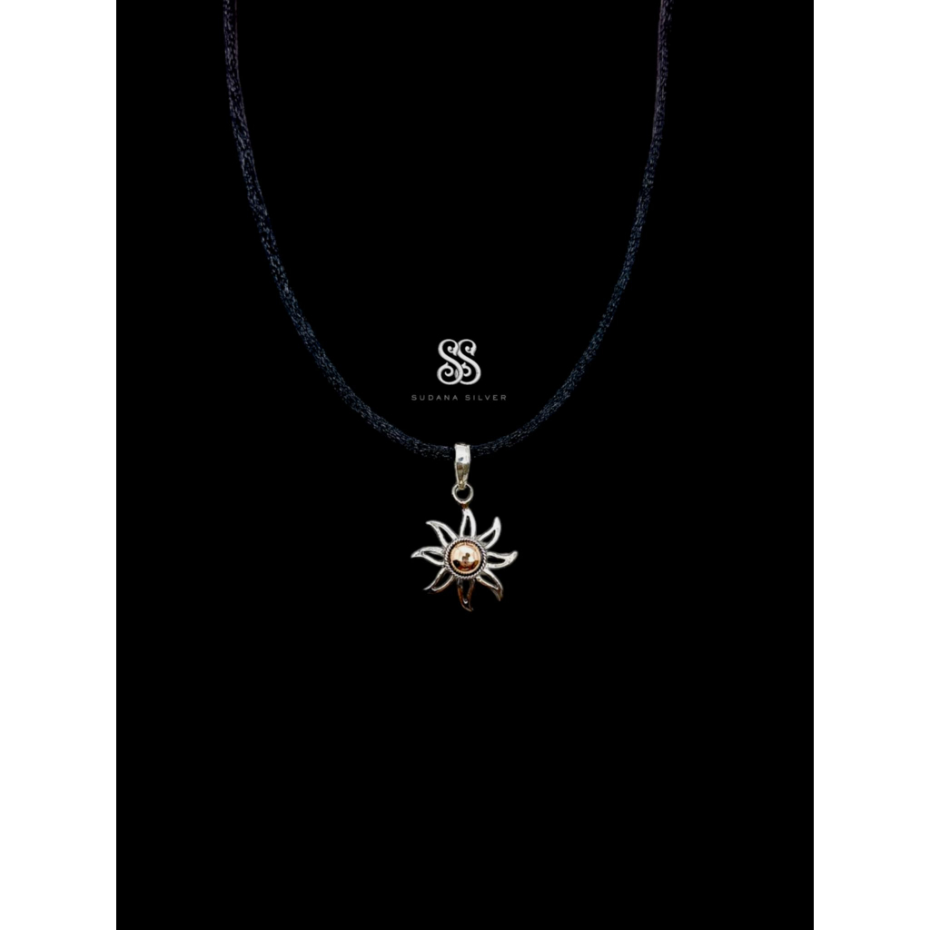 Liontin Perak Matahari Silver 925 Kombinasi Gold 18K Handmade Bali Aksesoris Fashion