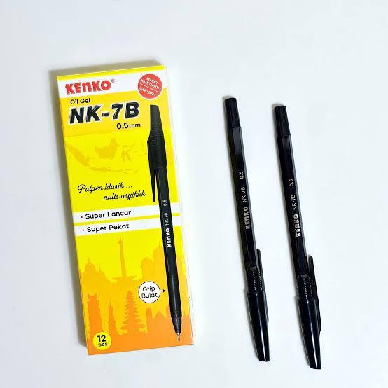 

(12PCS/1 PACK) PULPEN PENA BOLPOIN KENKO NK-7B/PULPEN KENKO TINTA HITAM