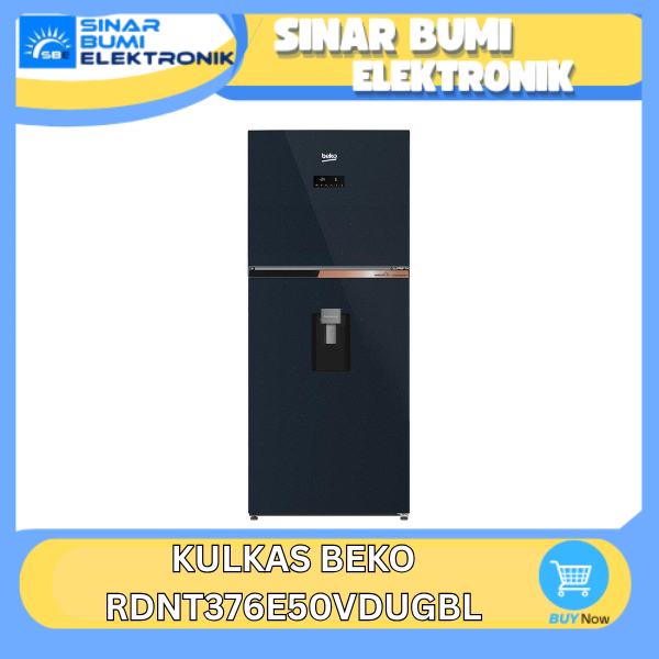 BEKO RDNT376E50VDUGBL Kulkas 2 Pintu ProSmart Inverter 375L Dual Cooling Water Dispenser - RDNT376E5