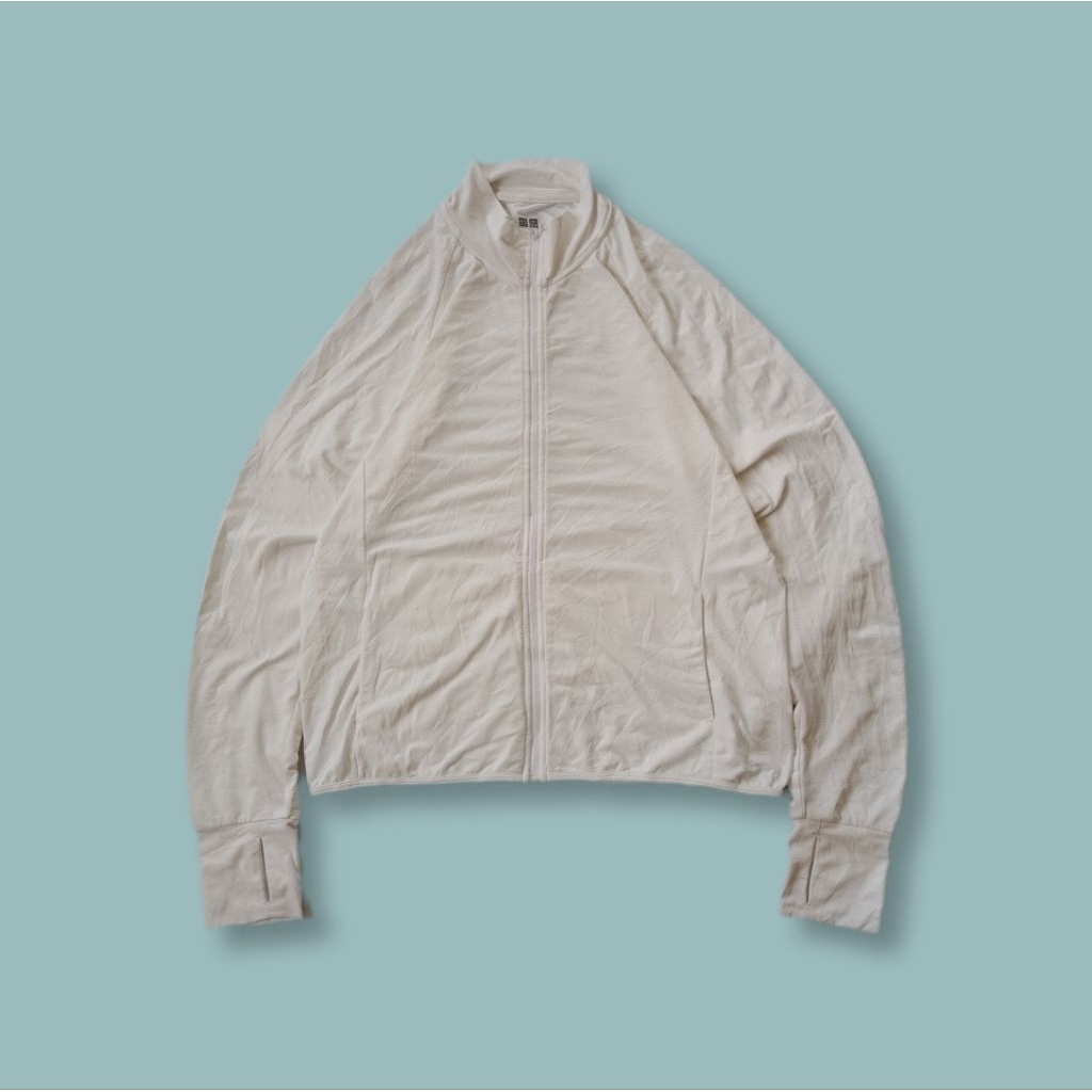 Uniquesport - Jaket Olahraga Running Uniqlo AIRism UV Cut Putih Second L