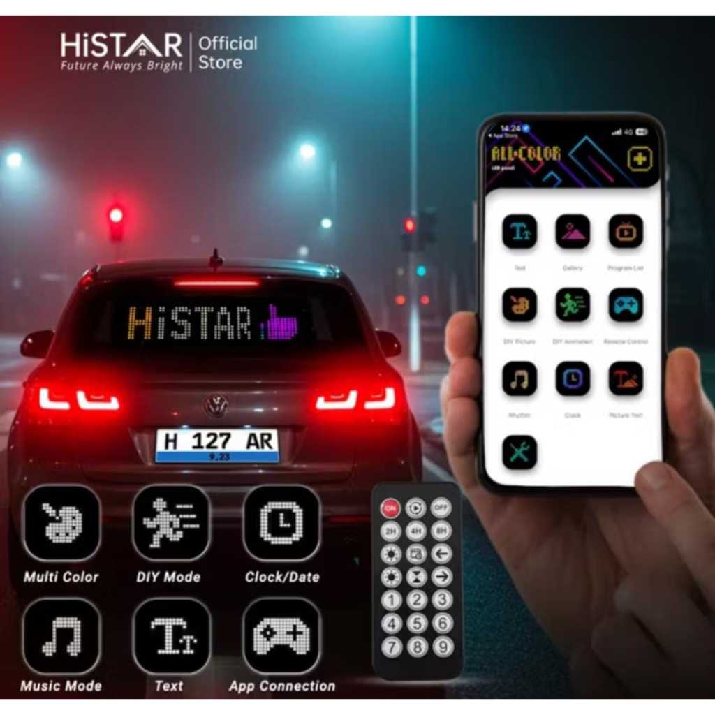 RUNNING TEXT BLUETOOTH HISTAR FLEXIBEL LED MATRIX PANEL RGB