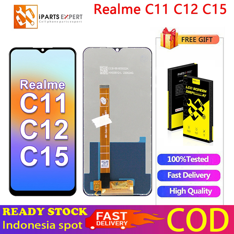 IPARTSEXPERT LCD Asli untuk Oppo Realme C11 C15 C12 Layar Lcd 10 Layar Sentuh Pengganti Perakitan un