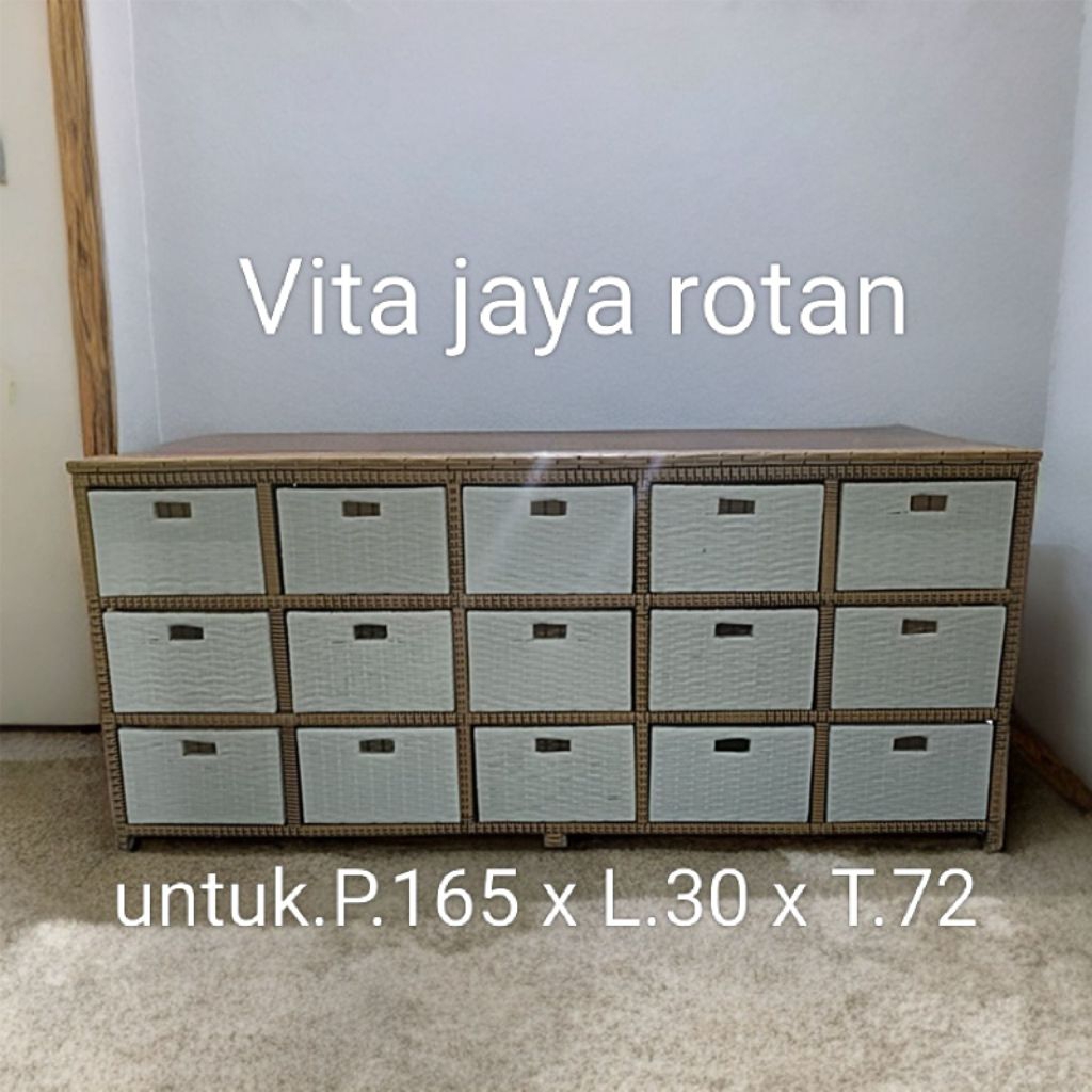 (READY STOCK) lemari kabinet lemari laci rotan sintetis