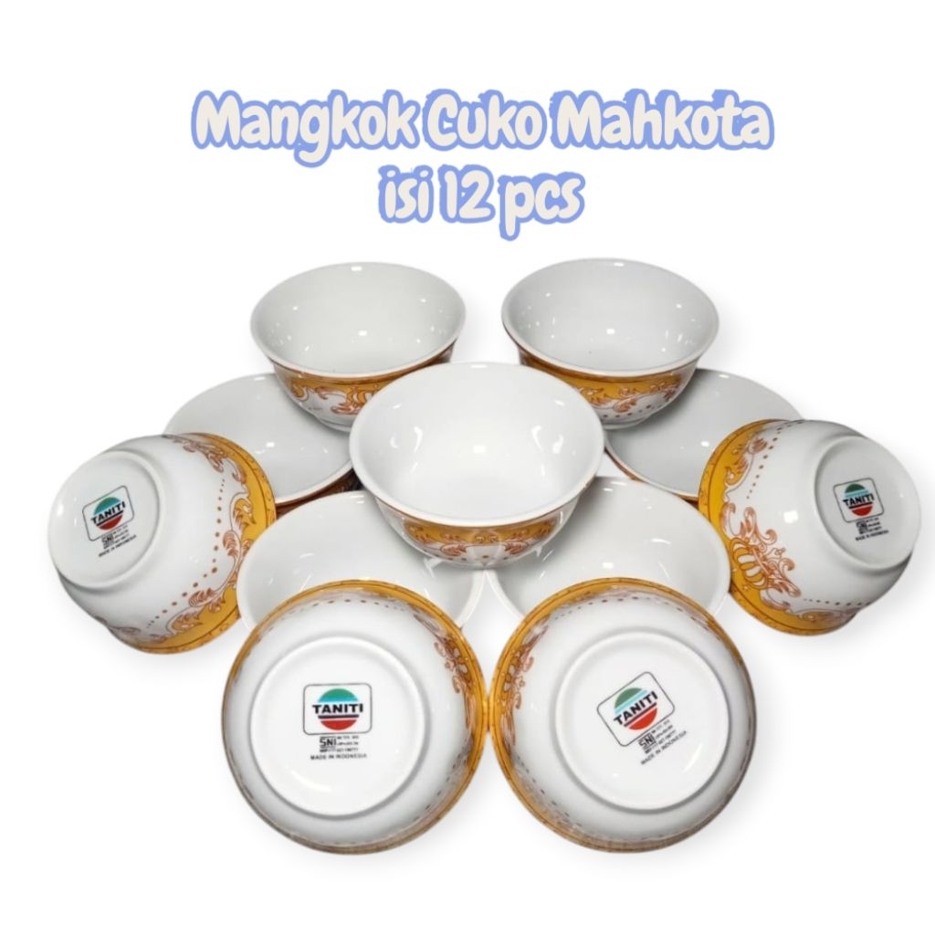 MANGKOK CUKO / MANGKOK KERAMIK MOTIF MAHKOTA ISI 12