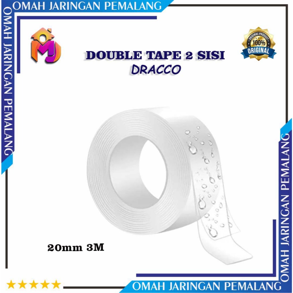 

Double Tape Bening 2 Sisi 20mm x 3M Merk Dracco/Solasi Bening