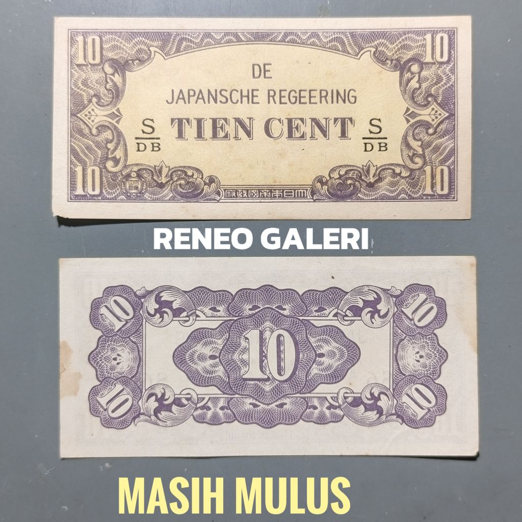 Mulus asli 10 Cent Seri DJR Tahun 1942 Tient sen Uang kertas kuno duit jadul lawas lama original ant