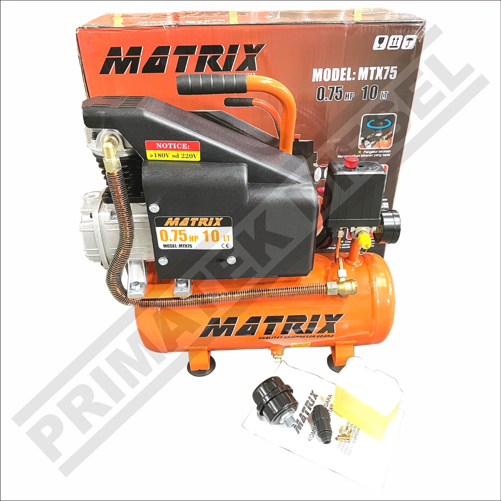 (MATRIX MTX-75) Kompresor Angin 10L MATRIX MTX75 / Air Compressor MATRIX 3/4HP 10 L MATRIX - Air Com