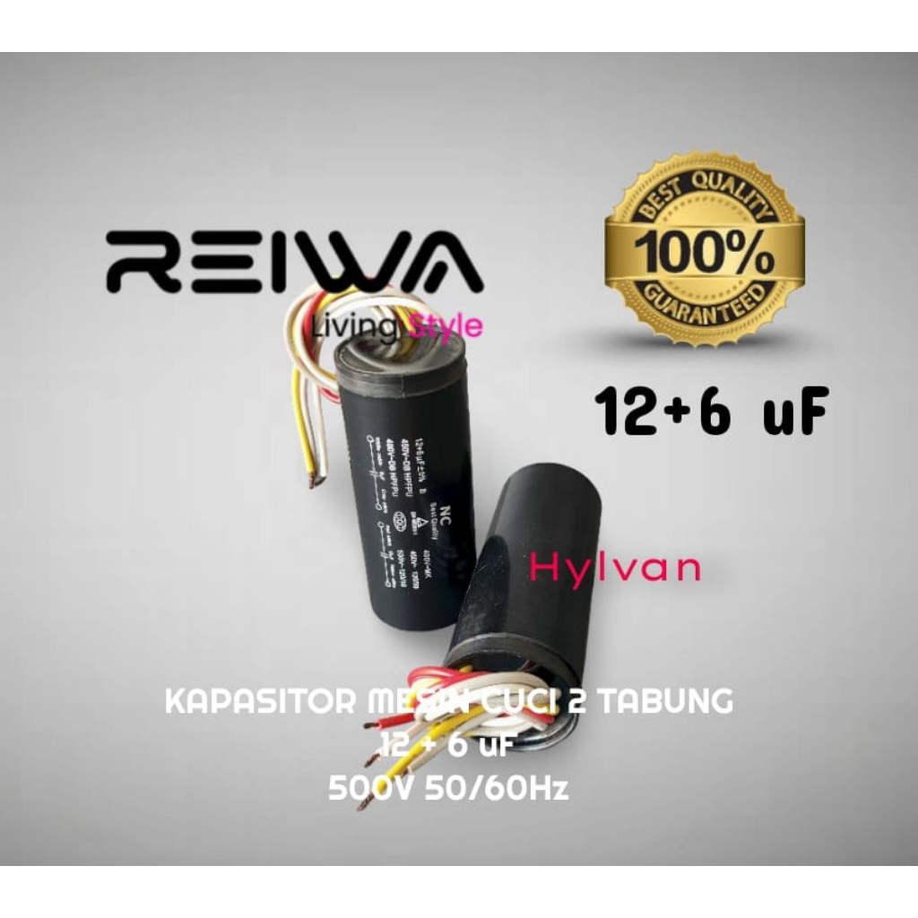 KAPASITOR MESIN CUCI 2 TABUNG 12+6uf REIWA