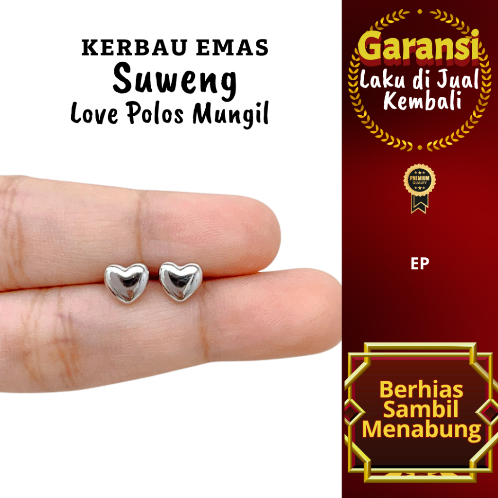 S 1020 Kerbau Emas Suweng Love Polos Mungil Warna Emas Putih