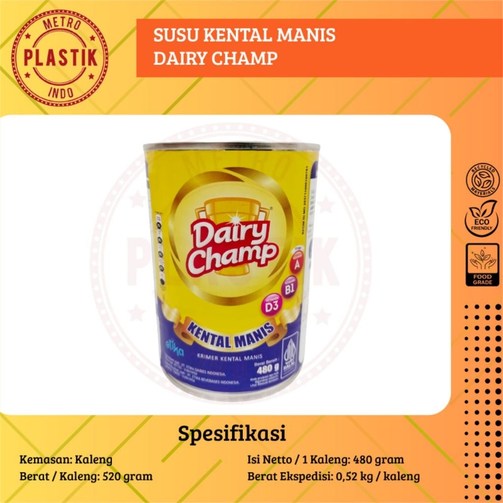 

Susu Kental Manis 480 Gram Dairy Champ / Krimer Kental Manis Dairy Champ 480 Gram Milk Baking Food