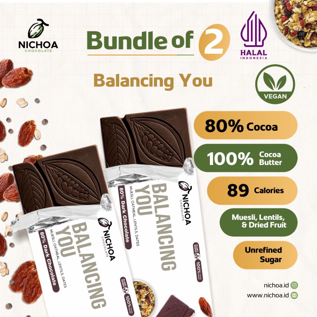 

[Bundle of 2] Nichoa Balancing You (Diabetic Friendly) 80% Dark Chocolate