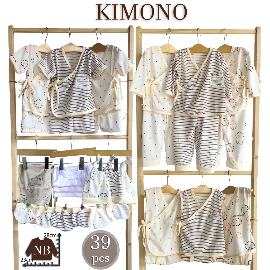 Paket 39 pcs Set Lengkap Baju Bayi Kimono Tali Setelan Outfit Baby OOTD SNI Topi Sarung Tangan Kaki 
