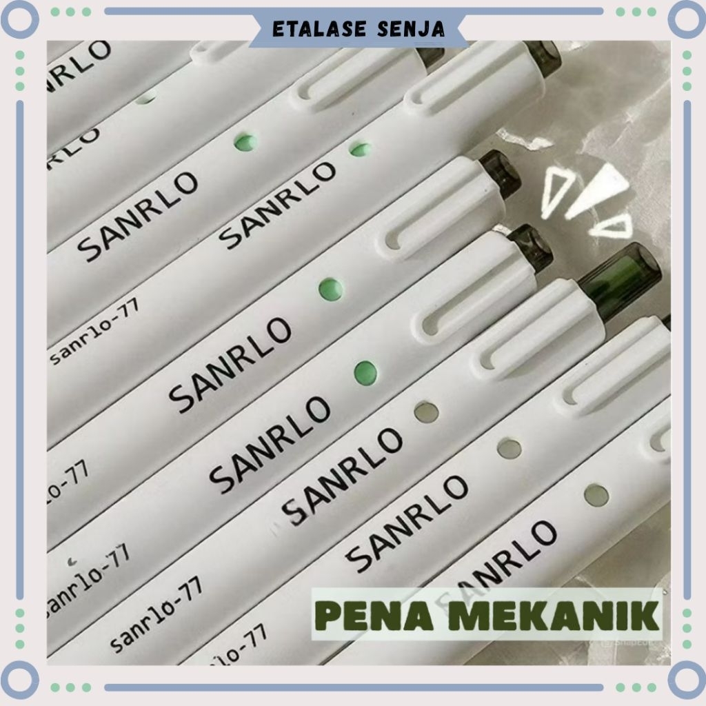

•SENJA 011150• Pulpen mekanik putih tinta hitam
