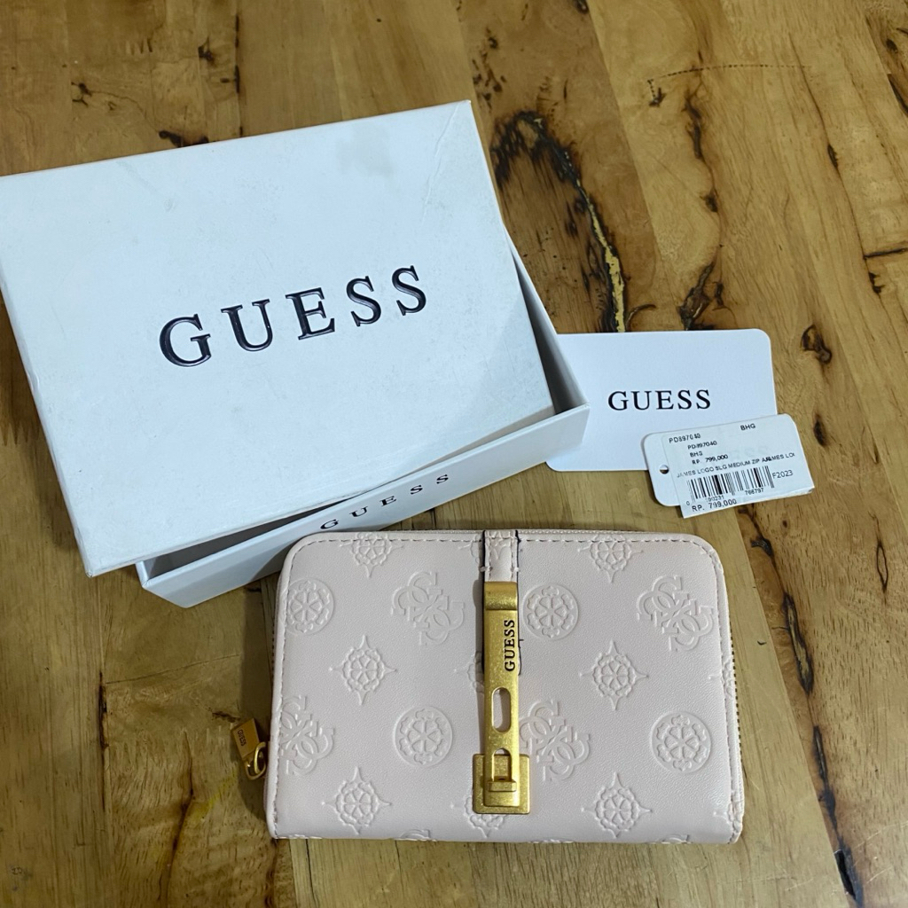 Guess Logo SLG Medium Zip Around - Dompet Guess Original Wanita