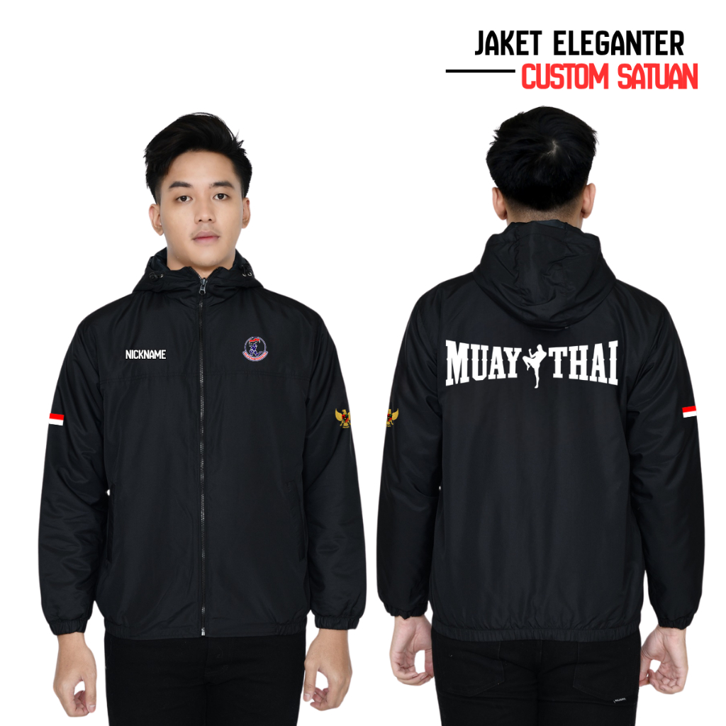 Jaket Parasut Unisex Custom Muaythai Sablon DTF Satuan Desain Sendiri