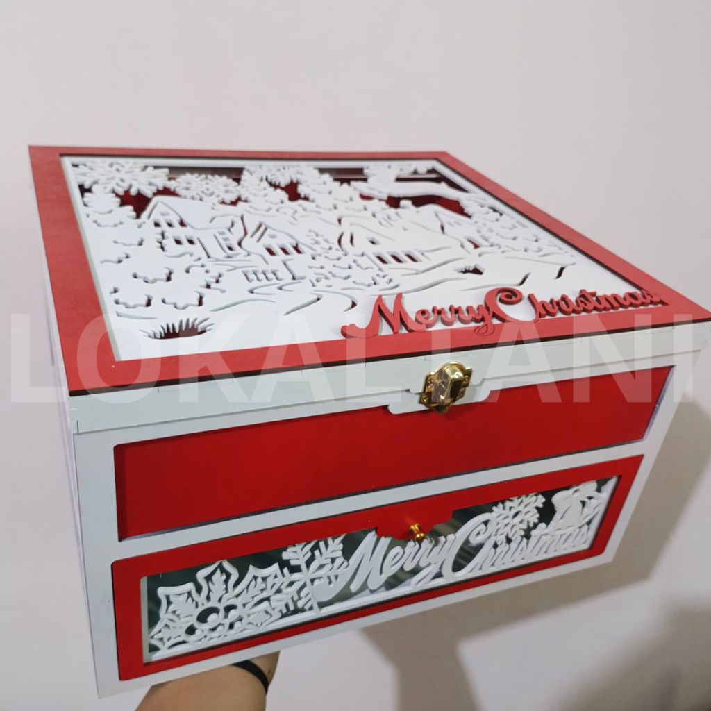 

Box Natal MDF 2 Tingkat / Box Hampers Christmas / Gift Box MDF Natal