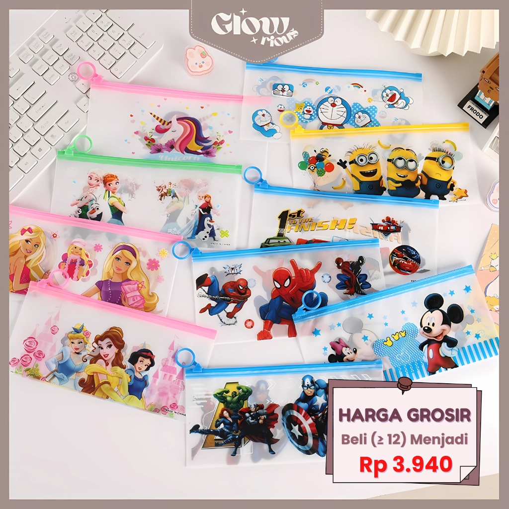 

GR Tempat Pensil Pulpen Transparan Ziplock Karakter Serbaguna Pouch Zip Lock Penyimpanan LG-54