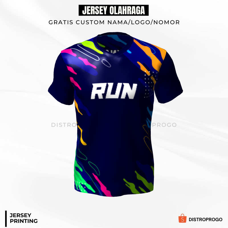 Kaos Jersey Lari Navy Motif Abstrak 228 - Jersey Olahraga Custom