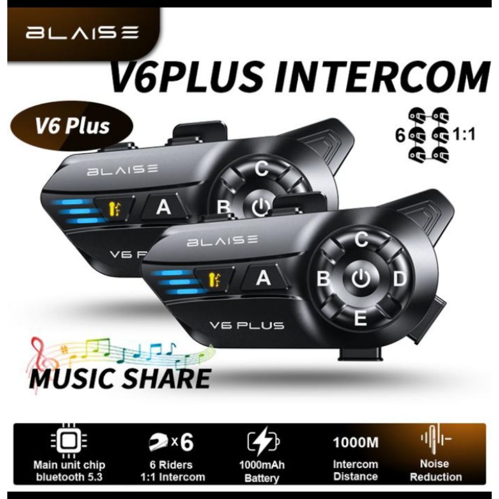 Blaise v6plus intercom bluetooth sharing musik
