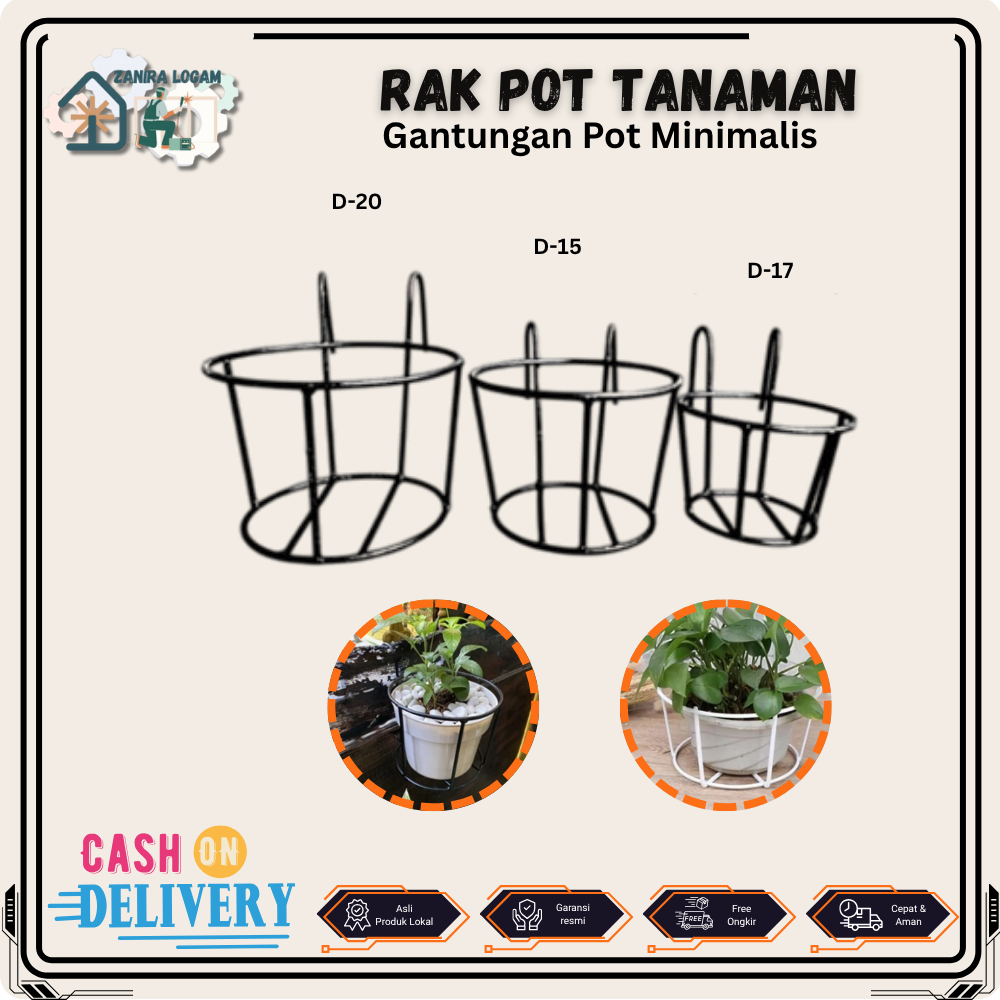 Rak Bunga Balkon Besi - Rak Pot Tanaman Gantung Minimalis untuk Dekorasi Rumah & Taman