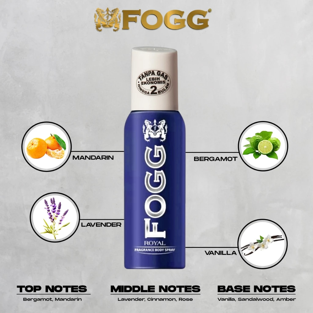 Parfum Body Spray Reguler Fogg Royal 120ml Tanpa Gas No.1