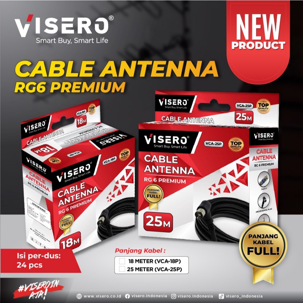 Kabel Antena RG6 RG 6 Premium Visero 18 Meter