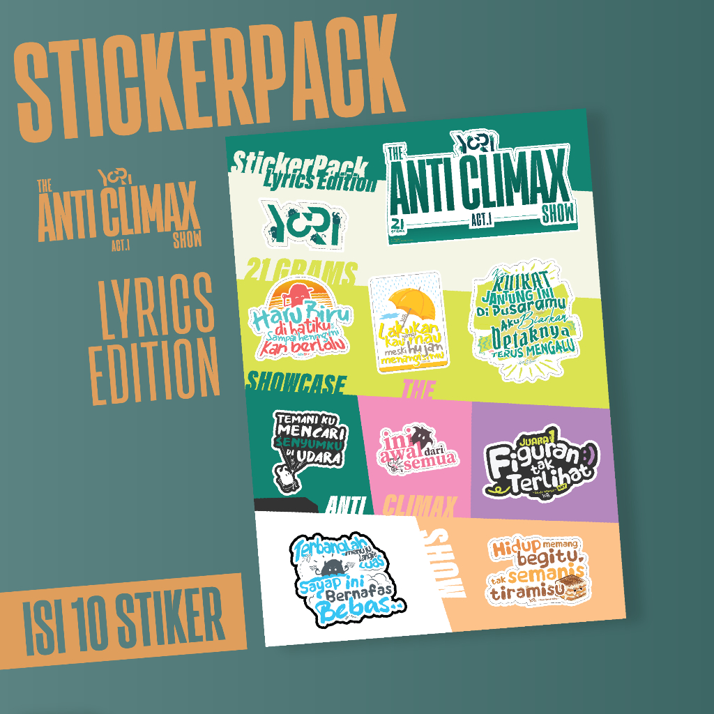 

Stiker YoRI 21 grams Sticker Pack Lyrics Edition