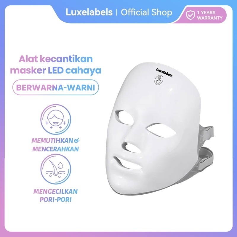Luxelabels Alat Perawatan Wajah AF07 LED Mask Wajah Kecantikan Masker PDT Light 7 Warna Led