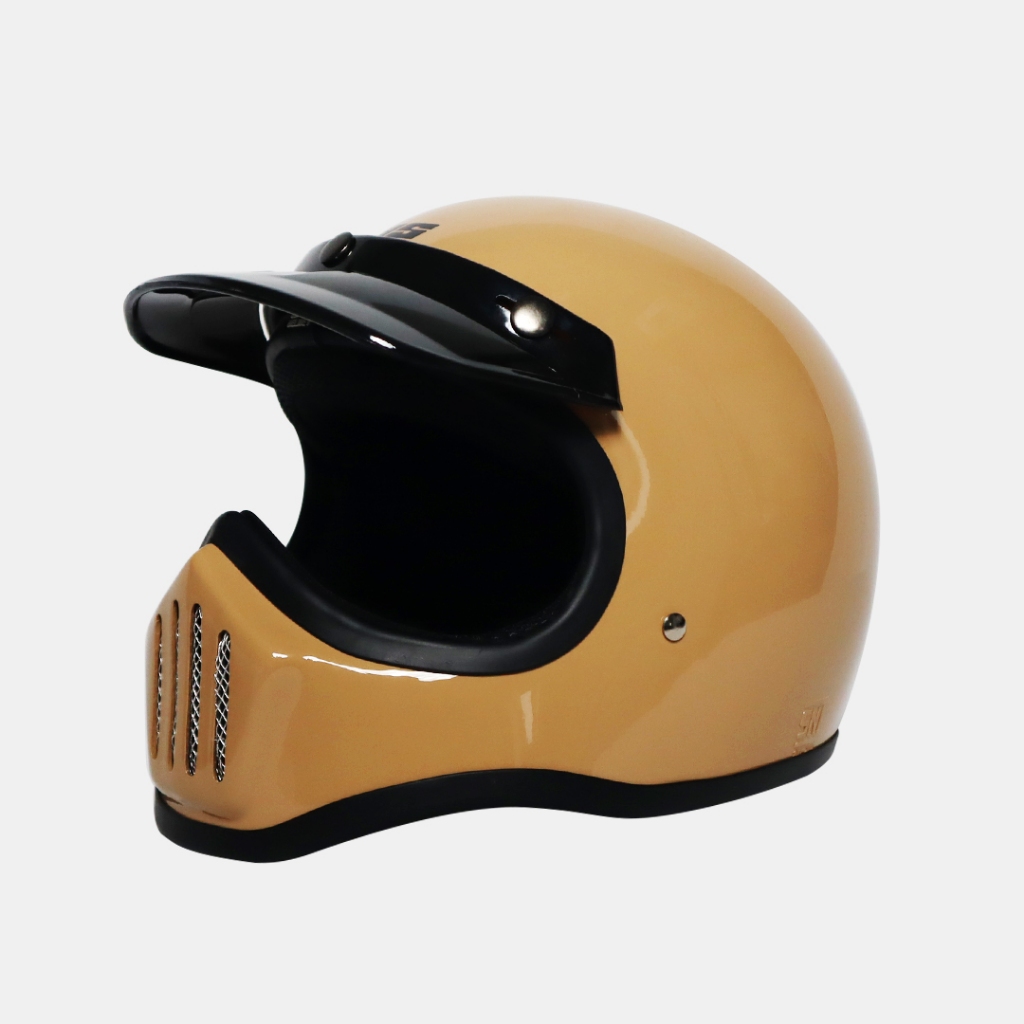 Helm JS Cakil Dewasa Ori Warna Cappucino - Full Face Helmet Cowok Keren Paket Pria Ganteng sudah SNI