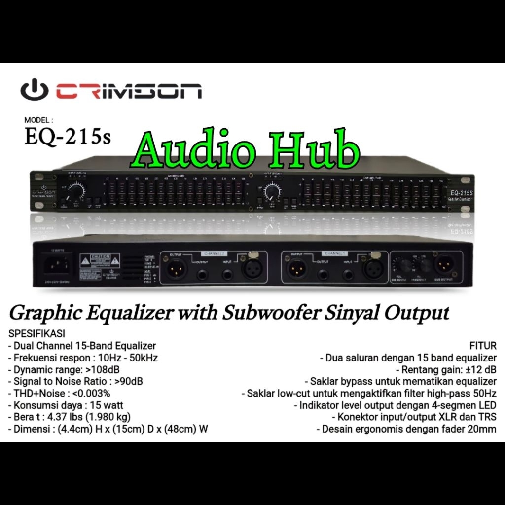 Equalizer Crimson EQ 215s/ EQ215S/EQ 215 S 2 Channel  15 Band Original
