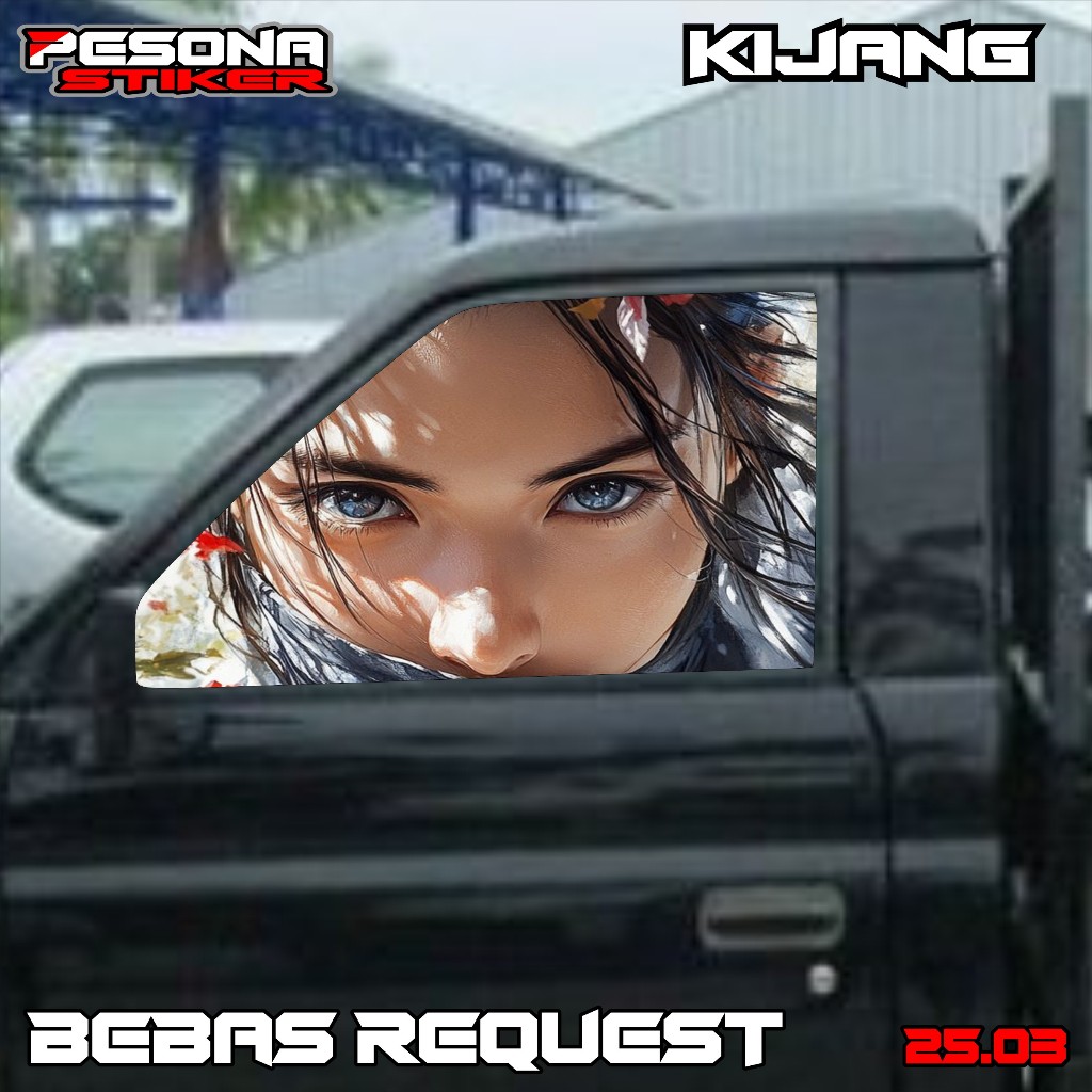 STICKER ONE WAY KACA SAMPING MOBIL KIJANG PICK UP SUDAH SATU SET KANAN KIRI DESAIN TERBARU 25.03
