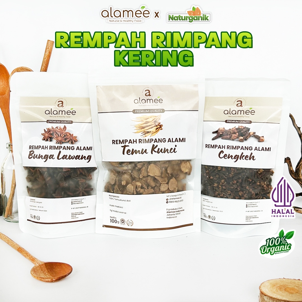

ALAMEE Rempah Kering Bumbu 100gr Kencur Alang Alang Bunga Lawang Cengkeh Ketumbar Spice Naturganik