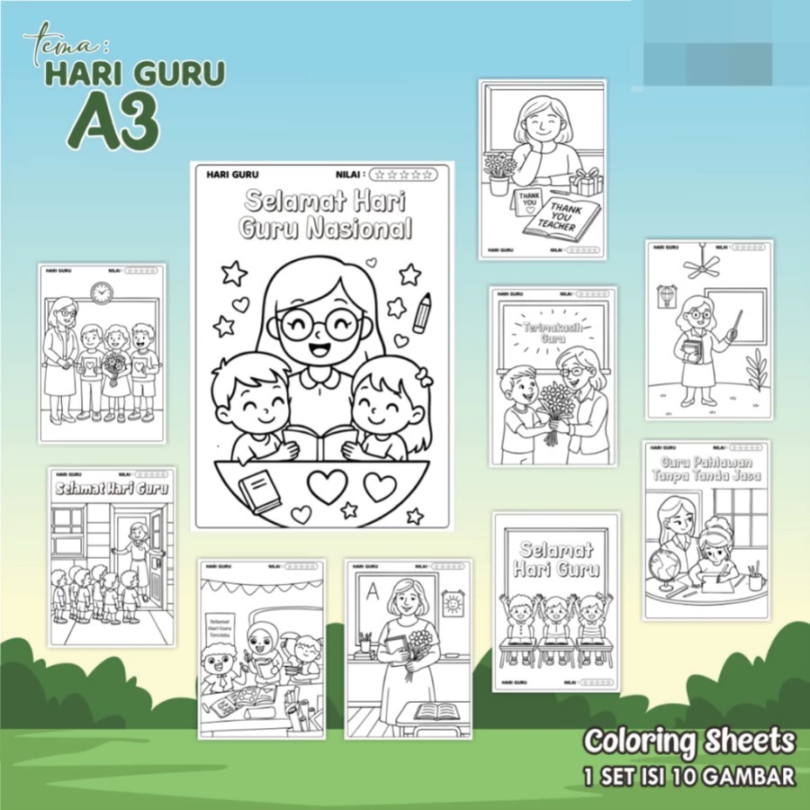 

KERTAS GAMBAR MEWARNAI TEMA HARI BESAR NASIONAL A3 READY STOCK - LEMBAR COLORING SHEETS ISI 10 LEMBAR