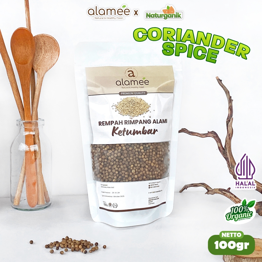 

ALAMEE Ketumbar Biji Organik Coriander Seed Utuh Rempah Rimpang Alami Spice 100gr Naturganik