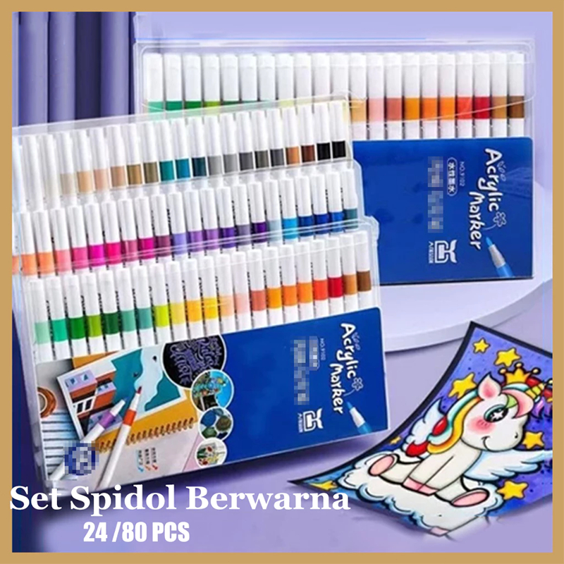 

Akrilik Marker Set DIY Painting Spidol Acrylic Painter 24/80 Warnas