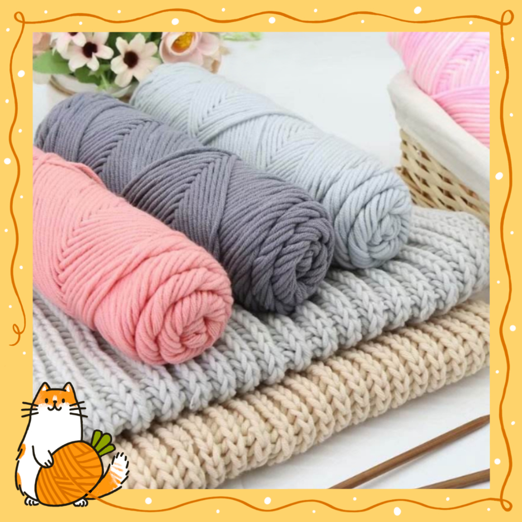 Benang Rajut Katun Sutra Susu 8Ply Besar / Katun Susu Import Big 8ply (100gram)