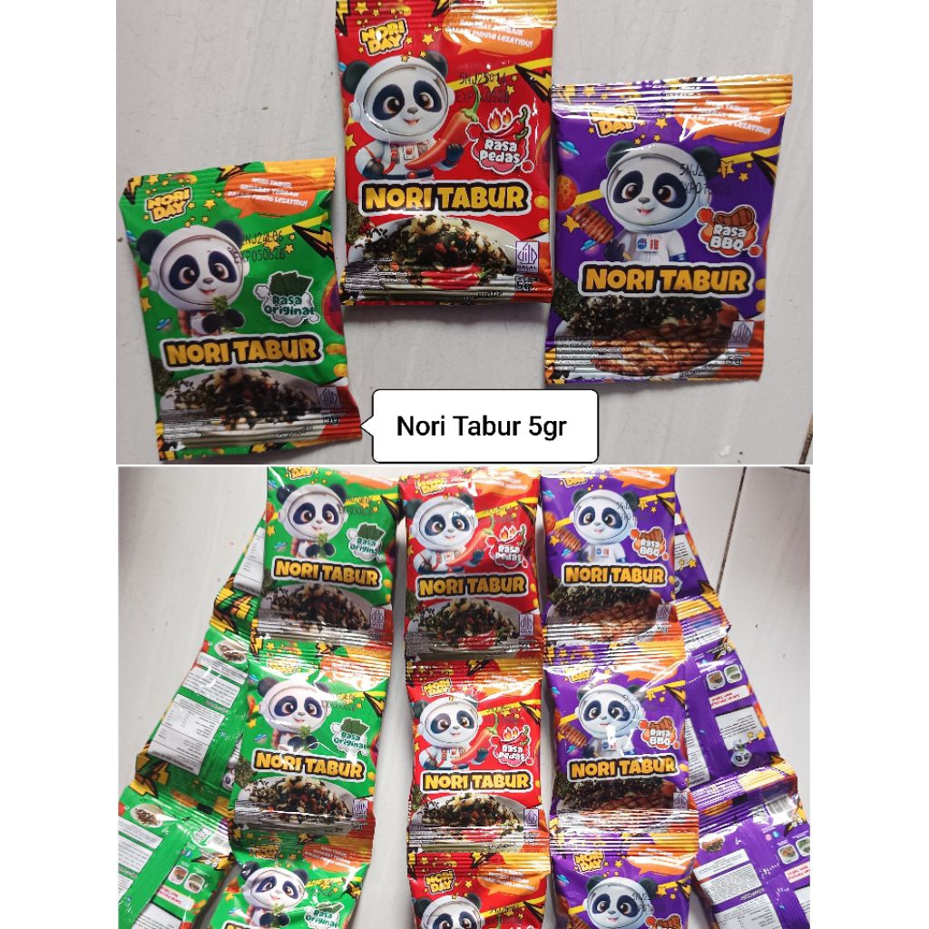

|TERPOPULER| Taburan abon nobur rasa pedas original barbeque 5gr seaweed rumput laut kering camilan HALAL