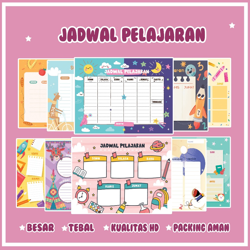 

JADWAL PELAJARAN KARAKTER ANAK PAUD TK SD UKURAN 32X48