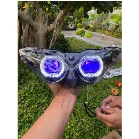 LAMPU MOTOR JUPITER Z BURHAN DEPAN BILED SUPER TERANG PUTIH CRYSTAL LED TAHAN LAMA ANTI HUJAN PANAS 
