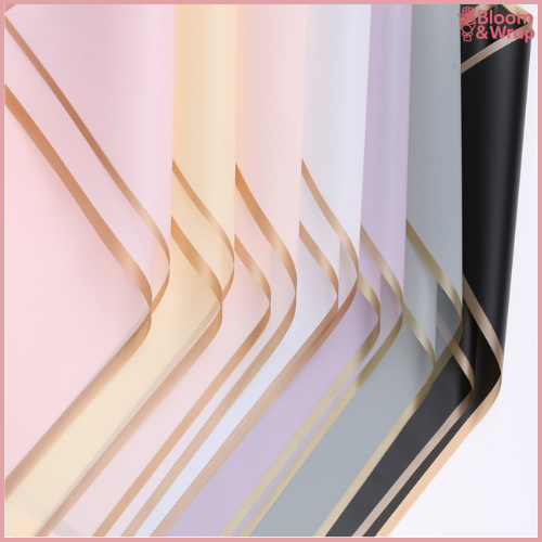 

Kertas Buket Bunga List Gold Line Emas Flower Wrapping Cellophane Paper Florist KB10