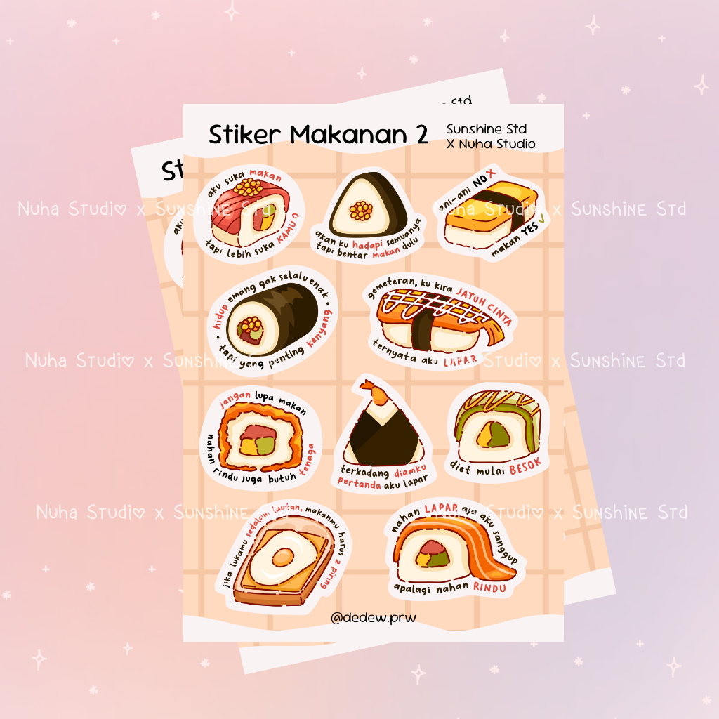 Sticker Makanan 2 Aesthetic Estetik Stiker HP Laptop Botol Cute Waterproof Bujo SSHM2
