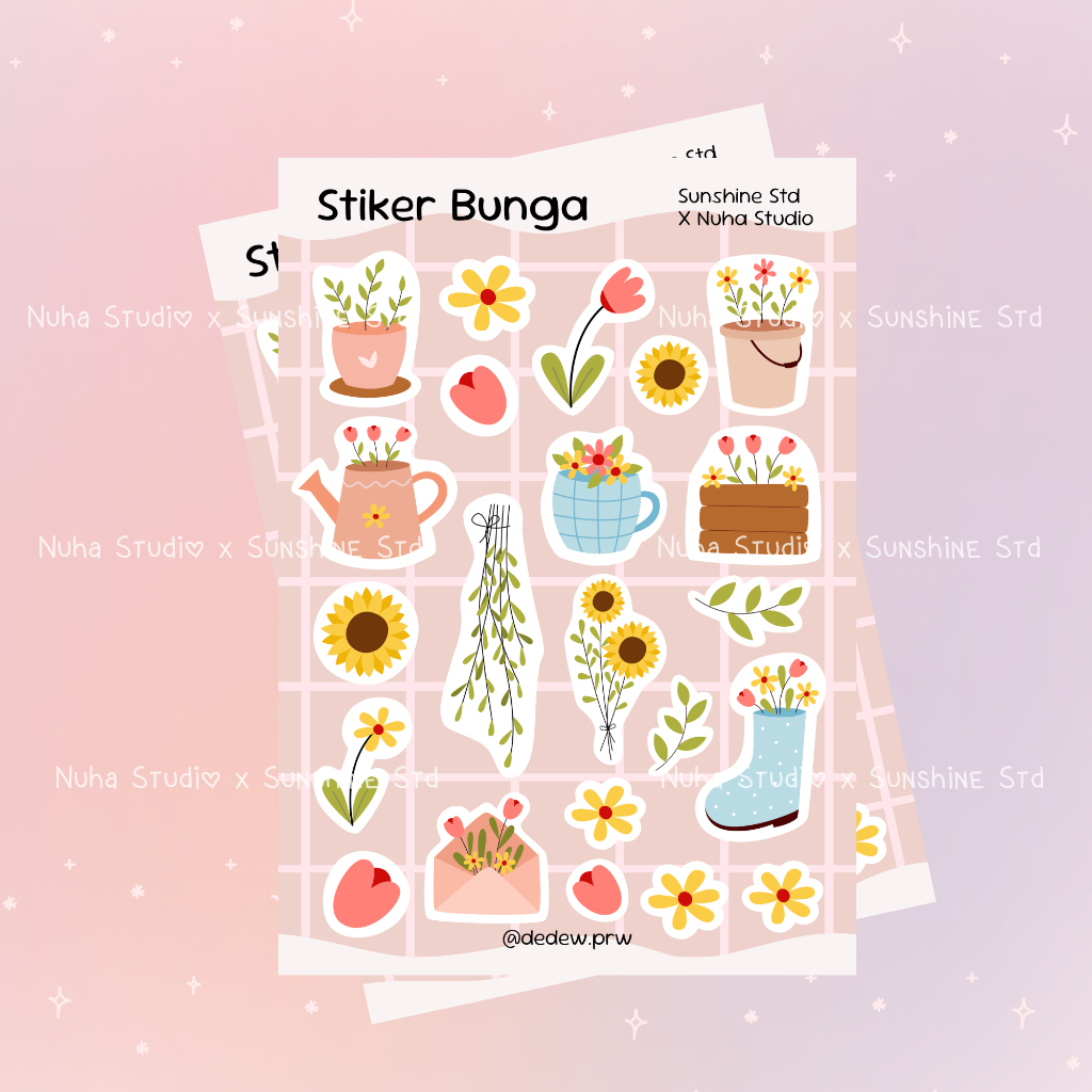 

Sticker Bunga Aesthetic Estetik Stiker HP Laptop Botol Cute Waterproof Bujo