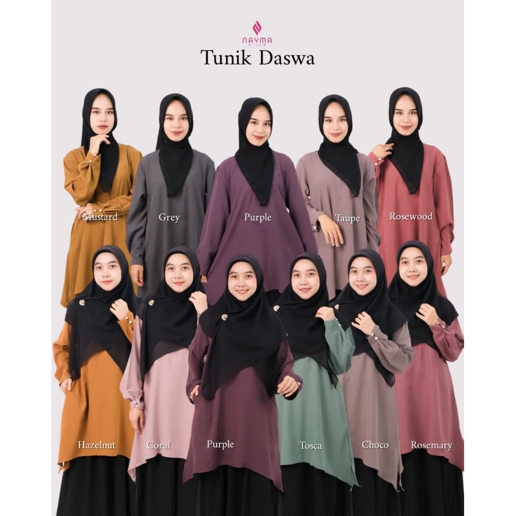 TUNIK DASWA BY NAYMA HIJAB BAHAN ITY CREPE PREMIUM