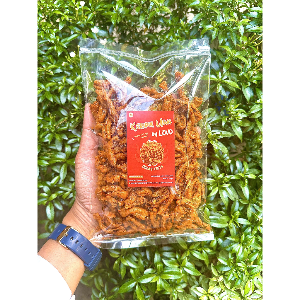 

Keripik Usus Renyah & Gurih By LOVD Rasa Pedas Tipis Berat bersih 250gr