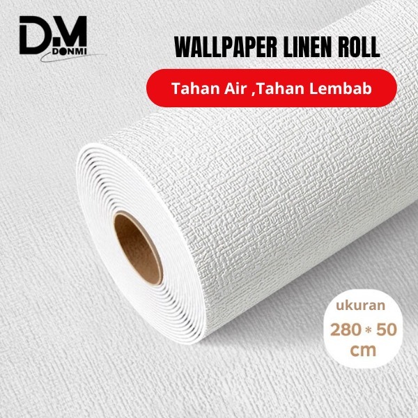 Donmi - Wallpaper Dinding Linen Roll Wallpaper foam Dekorasi Kamar wallpaper coral A12